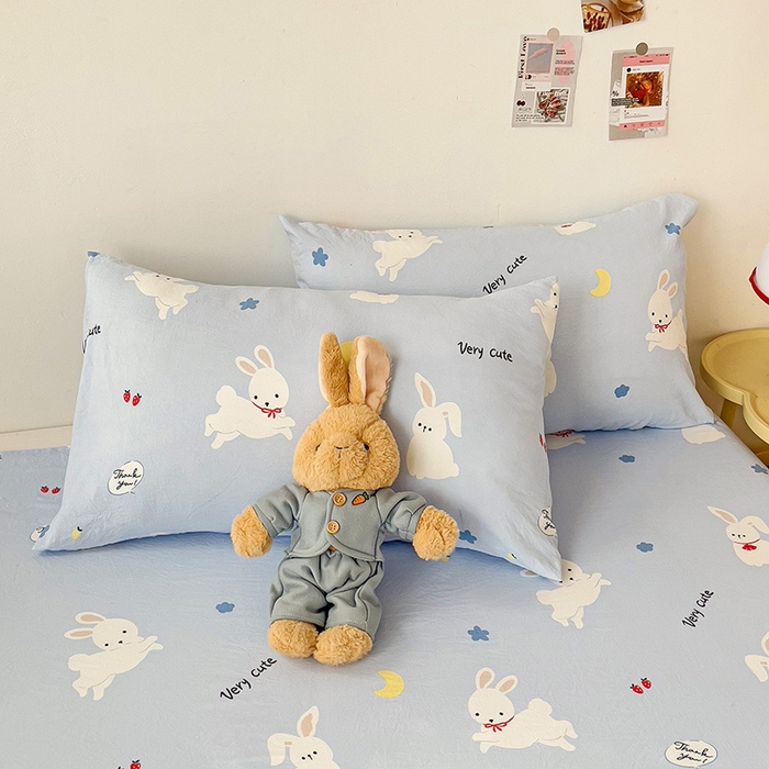 91家纺网 家纺一手货源 找家纺 纽缦家纺 2024水洗双层纱床单 嗨皮狗