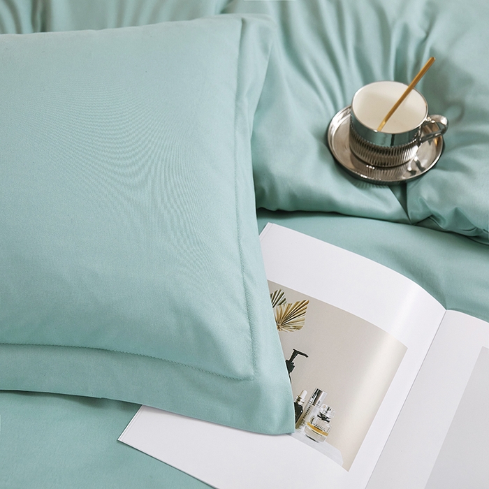 91家纺网 家纺一手货源 找家纺 丝涟家居 2025新款纯色亲肤棉磨毛四件套 薄荷绿