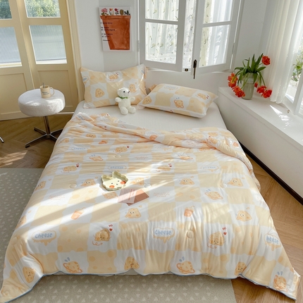 91家纺网 家纺一手货源 找家纺 （总） 暖生活 2025新款牛奶针织棉大豆夏被（长期款）