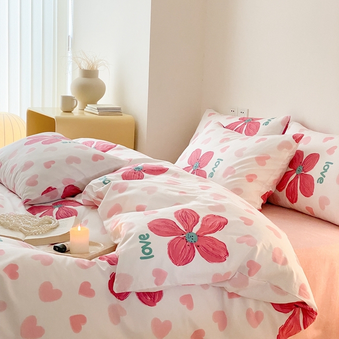 91家纺网 家纺一手货源 找家纺 川悦生活 2024爆款13372全棉卡通小清新四件套三件套 蒂安娜