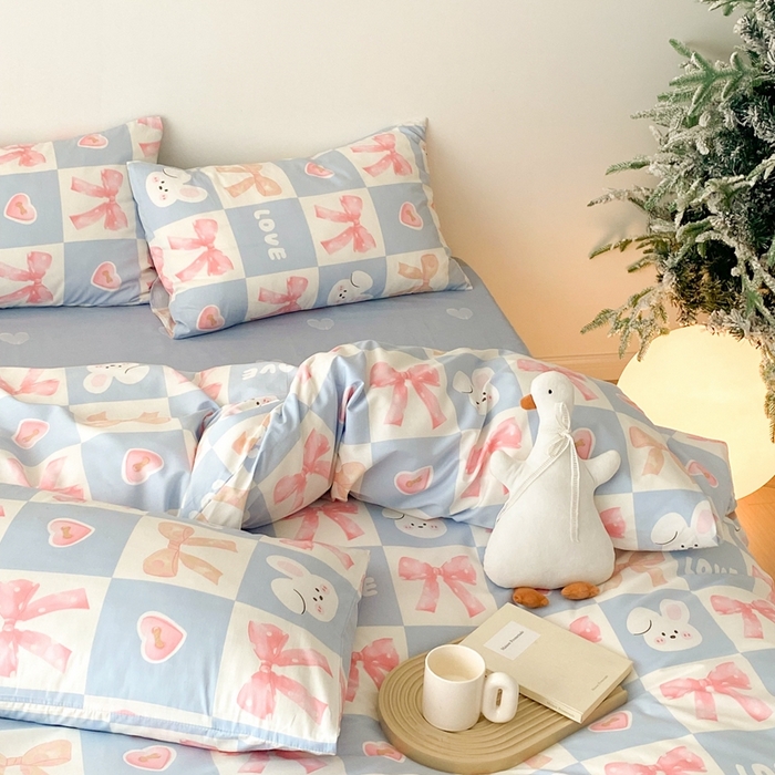 91家纺网 家纺一手货源 找家纺 川悦生活 2024爆款13372全棉卡通小清新四件套三件套 弗德列