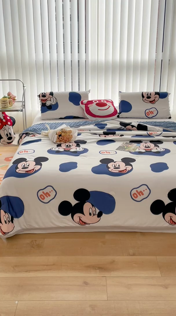 91家纺网 家纺一手货源 找家纺 2024新款A类针织棉凉豆豆夏被夏凉被空调被-迪士尼系列 经典米奇