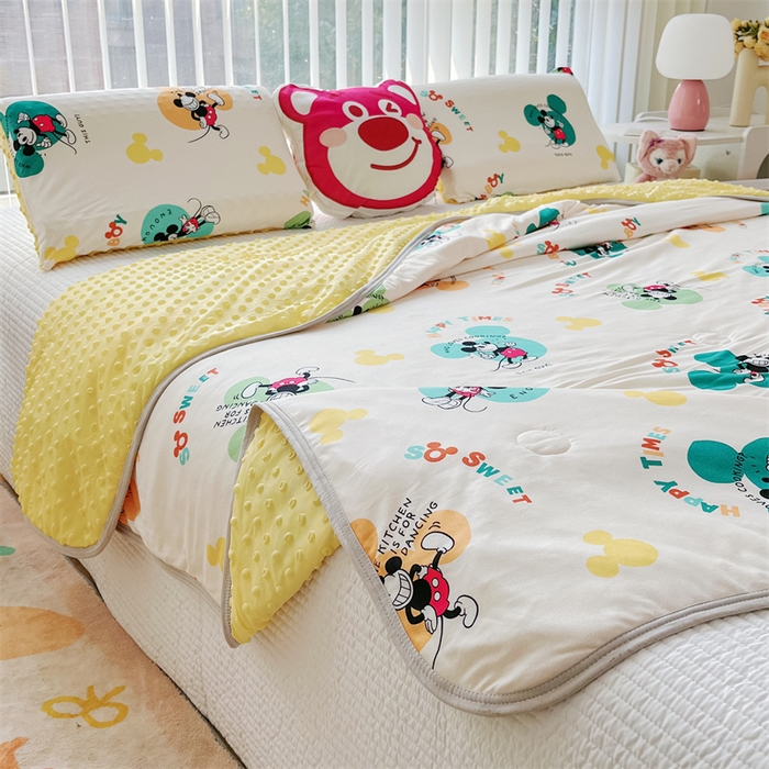 91家纺网 家纺一手货源 找家纺 2024新款A类针织棉凉豆豆夏被夏凉被空调被-迪士尼系列 米奇