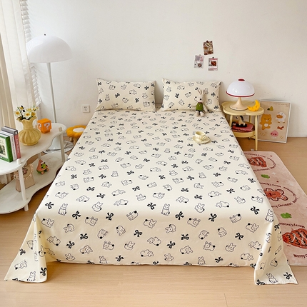 纽缦家纺 2024水洗双层纱床单 心动兔兔