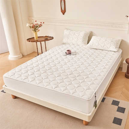 91家纺网 家纺一手货源 找家纺 （总）3C 2024新款全棉圆圈夹棉大豆床笠