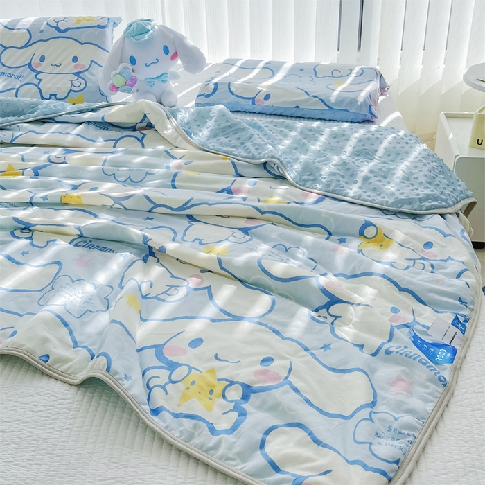 91家纺网 家纺一手货源 找家纺 米米儿家纺 2024新款A类针织棉凉豆豆夏被夏凉被空调被-三丽鸥系列 星星-玉桂狗