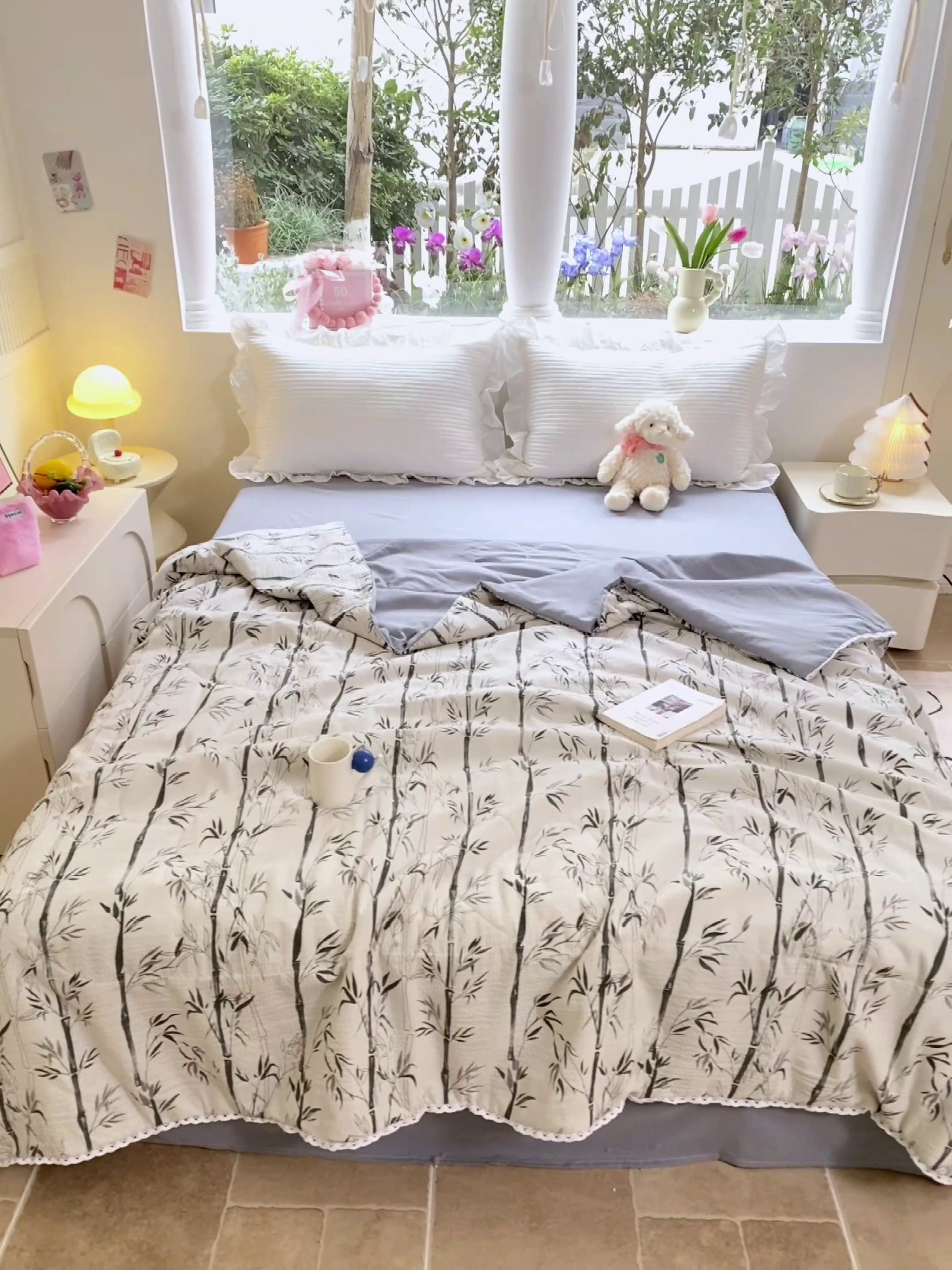 91家纺网 家纺一手货源 找家纺 慕澄家纺 2024新款时尚印花泡泡棉花边夏被夏凉被空调被 夏被-竹影