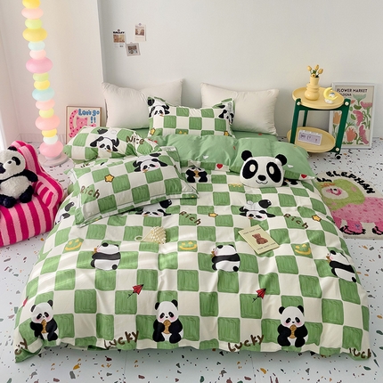 91家纺网 家纺一手货源 找家纺 （总）云锦家居 2024春夏新款13070纯棉印花吊边款一字绣四件套