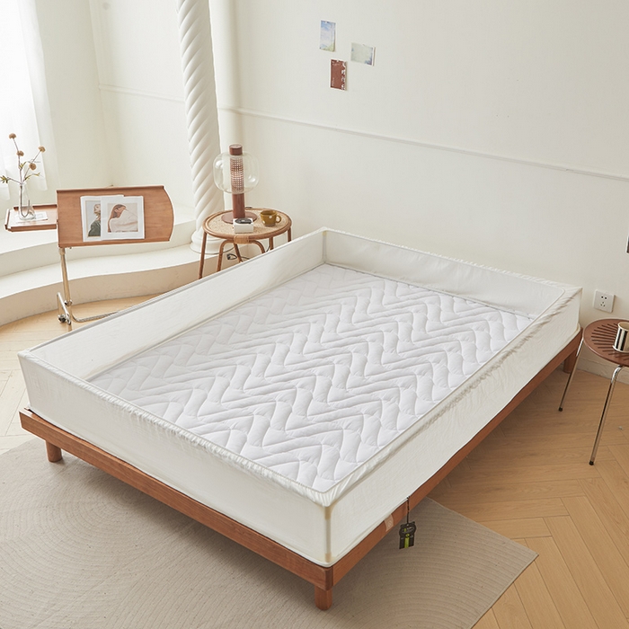 91家纺网 家纺一手货源 找家纺 3C 2024新款全棉双层纱大豆床笠 月白