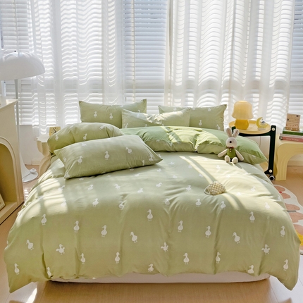 纽缦家纺 2024水洗双层纱被套 小绿鸭