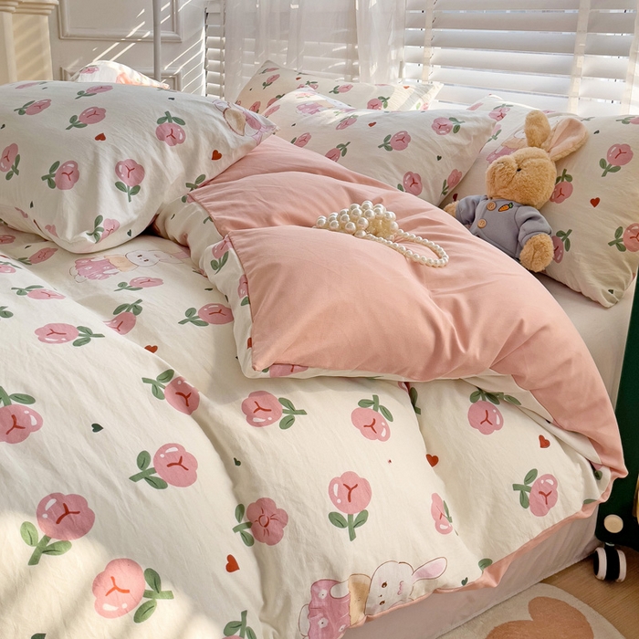 91家纺网 家纺一手货源 找家纺 纽缦家纺 2024水洗双层纱被套 曼塔玫瑰