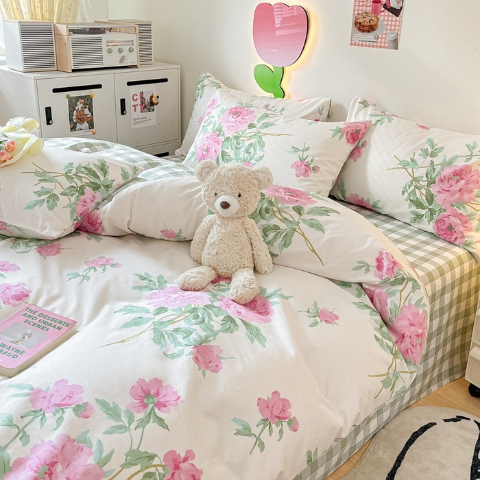 91家纺网 家纺一手货源 找家纺 川悦生活 2024爆款13372全棉卡通小清新四件套三件套 阿加莎