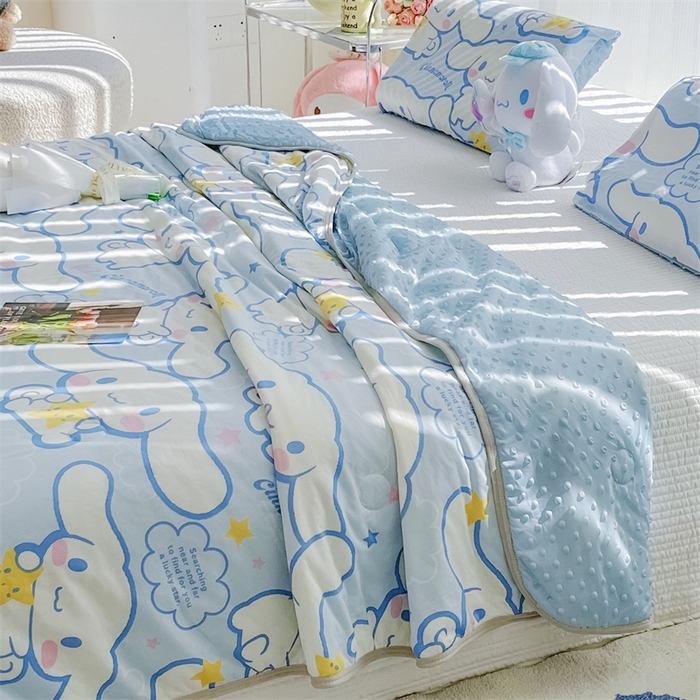 91家纺网 家纺一手货源 找家纺 米米儿家纺 2024新款A类针织棉凉豆豆夏被夏凉被空调被-三丽鸥系列 星星-玉桂狗