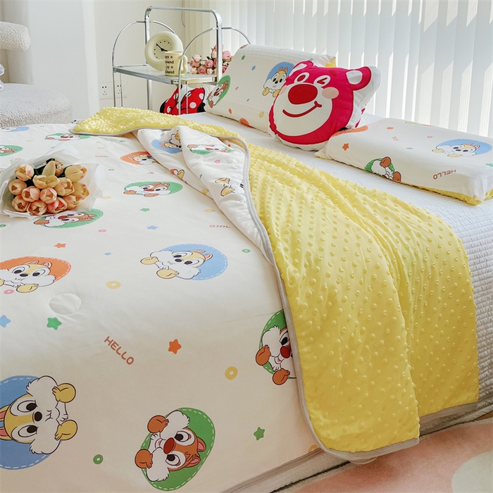 91家纺网 家纺一手货源 找家纺 2024新款A类针织棉凉豆豆夏被夏凉被空调被-迪士尼系列 奇奇蒂蒂