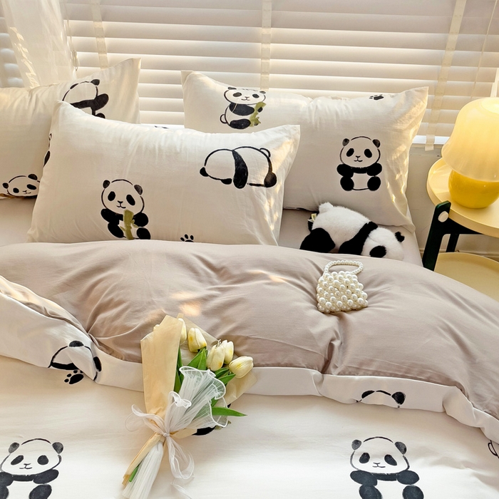 91家纺网 家纺一手货源 找家纺 纽缦家纺 2024水洗双层纱被套 小熊猫