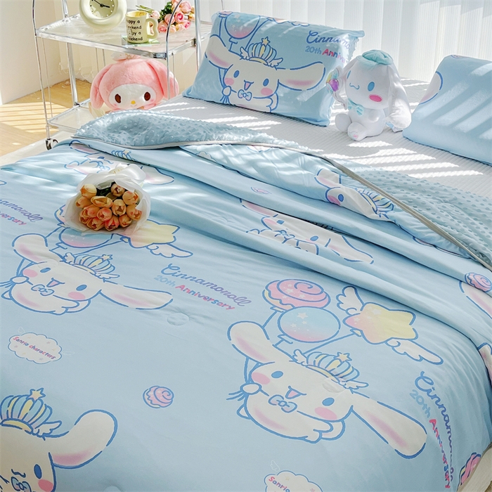 91家纺网 家纺一手货源 找家纺 米米儿家纺 2024新款A类针织棉凉豆豆夏被夏凉被空调被-三丽鸥系列 棒棒糖-玉桂狗