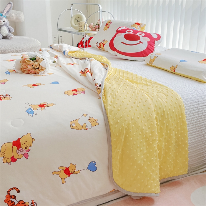 91家纺网 家纺一手货源 找家纺 2024新款A类针织棉凉豆豆夏被夏凉被空调被-迪士尼系列 维尼伙伴