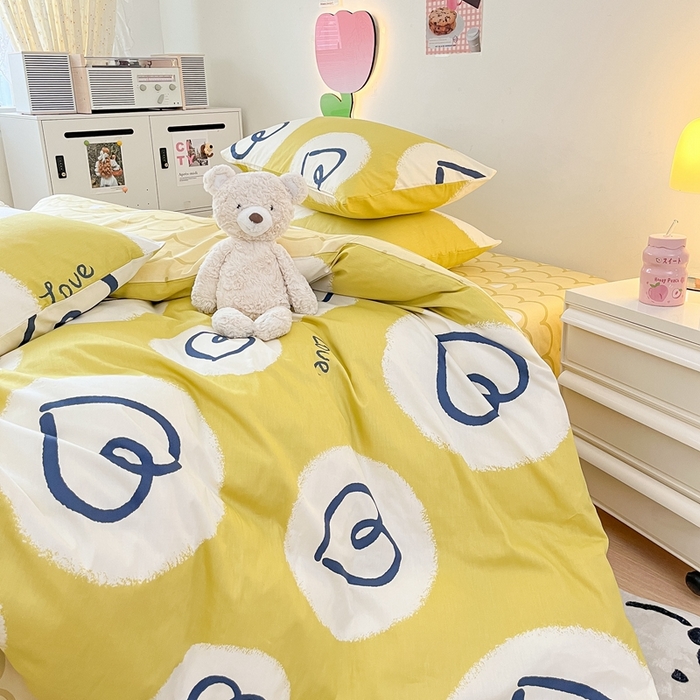 91家纺网 家纺一手货源 找家纺 川悦生活 2024爆款13372全棉卡通小清新四件套三件套 哒哒