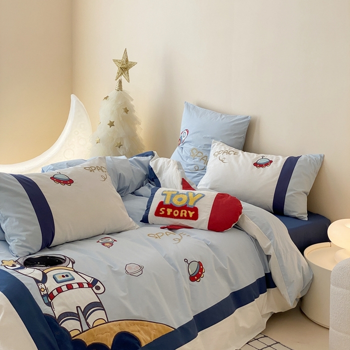 91家纺网 家纺一手货源 找家纺 （总）星野 2024新款加厚40s水洗棉刺绣四件套-星际之旅