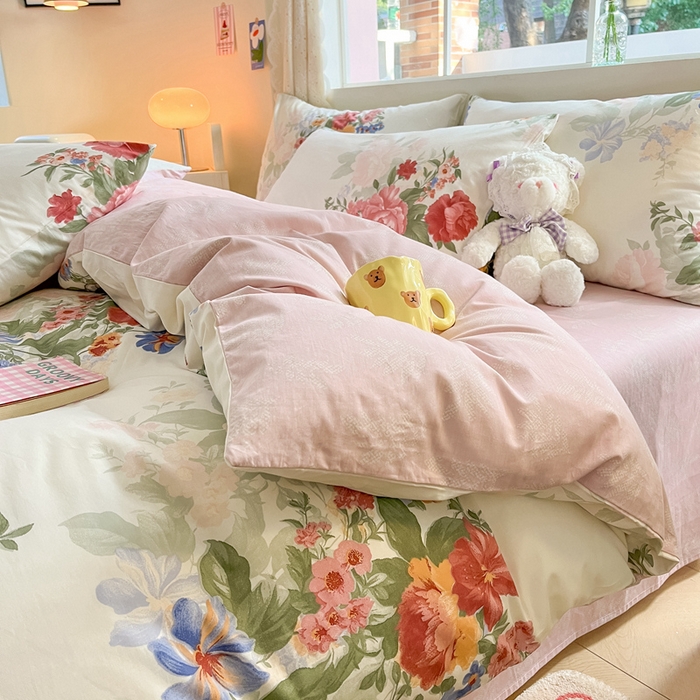 91家纺网 家纺一手货源 找家纺 川悦生活 2024爆款13372全棉卡通小清新四件套三件套 莫加物语