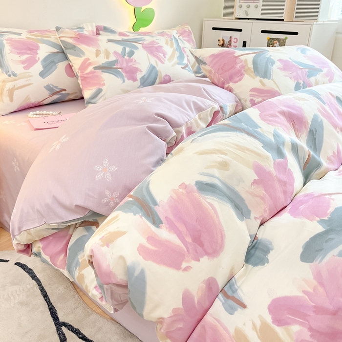 91家纺网 家纺一手货源 找家纺 川悦生活 2024爆款13372全棉卡通小清新四件套三件套 biu泊