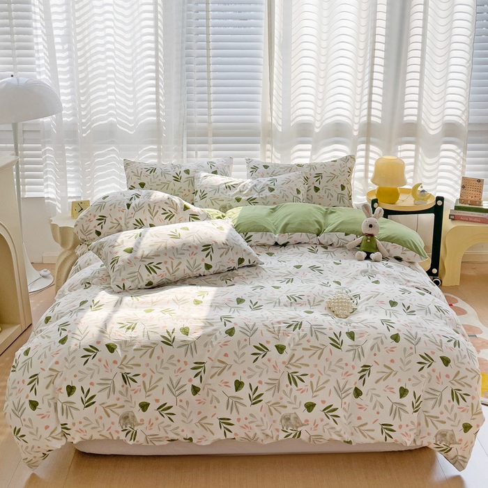 91家纺网 家纺一手货源 找家纺 纽缦家纺 2024水洗双层纱被套 香草薄荷