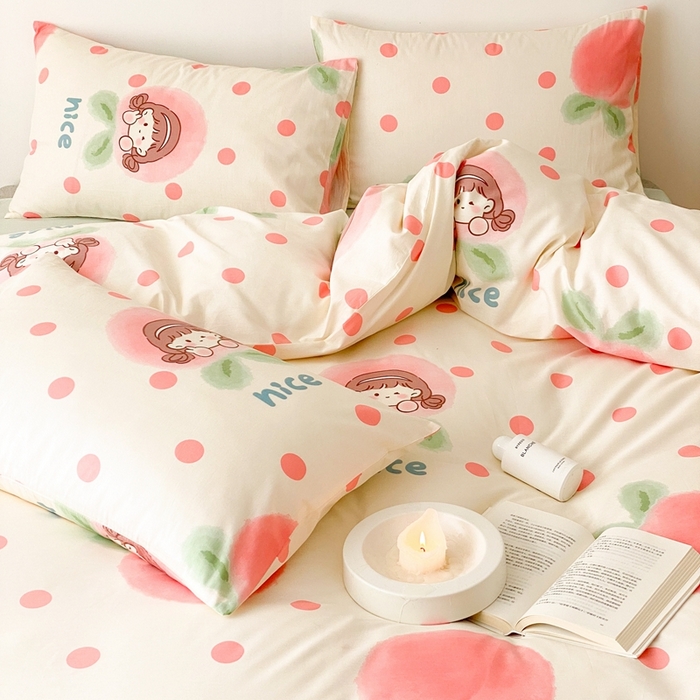 91家纺网 家纺一手货源 找家纺 川悦生活 2024爆款13372全棉卡通小清新四件套三件套 啵啵女孩