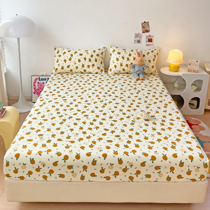 91家纺网 家纺一手货源 找家纺 纽缦家纺 2024水洗双层纱单床笠 小橘子