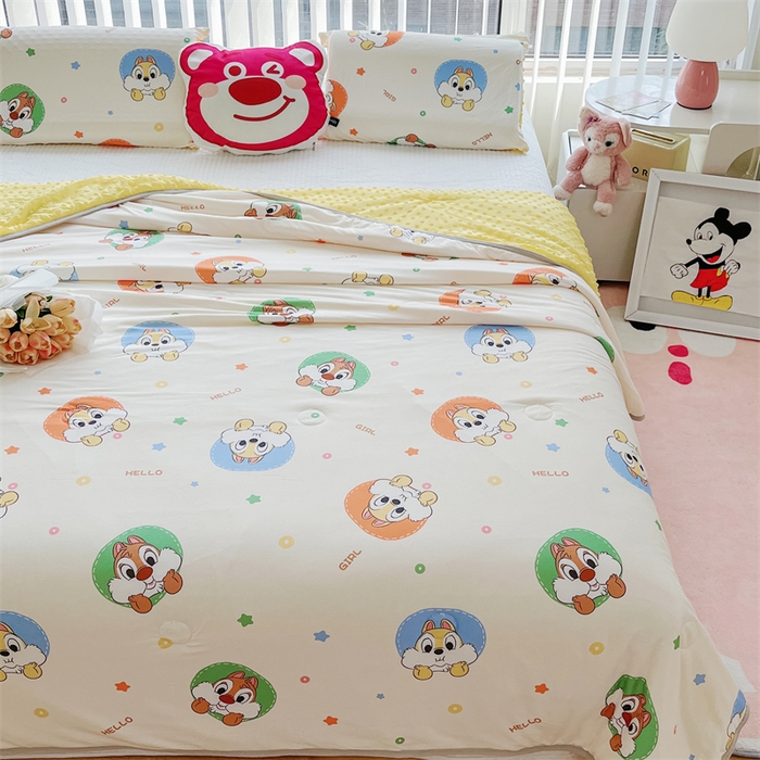 91家纺网 家纺一手货源 找家纺 2024新款A类针织棉凉豆豆夏被夏凉被空调被-迪士尼系列 奇奇蒂蒂