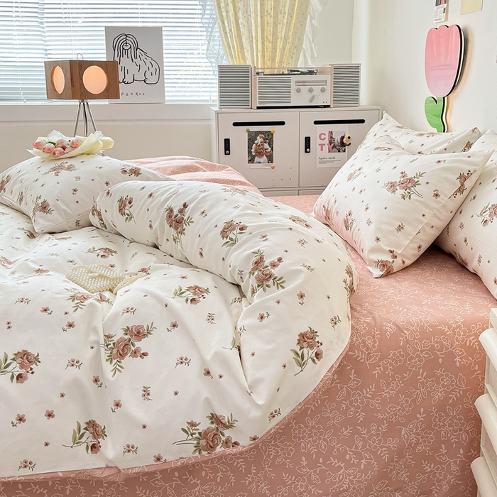 91家纺网 家纺一手货源 找家纺 川悦生活 2024爆款13372全棉卡通小清新四件套三件套 韩系小碎花