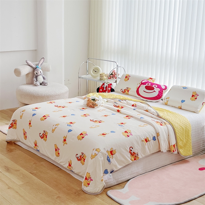 91家纺网 家纺一手货源 找家纺 2024新款A类针织棉凉豆豆夏被夏凉被空调被-迪士尼系列 维尼伙伴