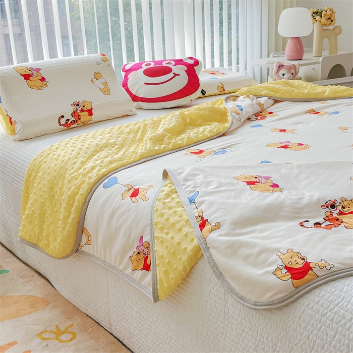 91家纺网 家纺一手货源 找家纺 2024新款A类针织棉凉豆豆夏被夏凉被空调被-迪士尼系列 维尼伙伴