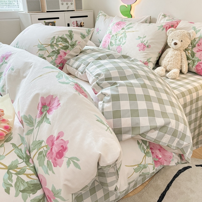 91家纺网 家纺一手货源 找家纺 川悦生活 2024爆款13372全棉卡通小清新四件套三件套 阿加莎