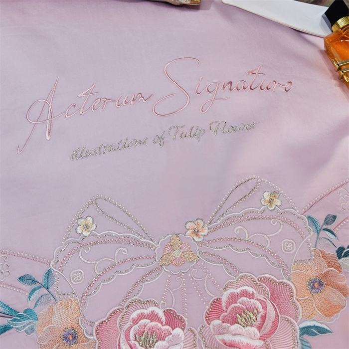 91家纺网 家纺一手货源 找家纺 宏羽纺2024新款高支高密全棉刺绣四件套 伊丽莎白系列 伊丽莎白 海葵紫