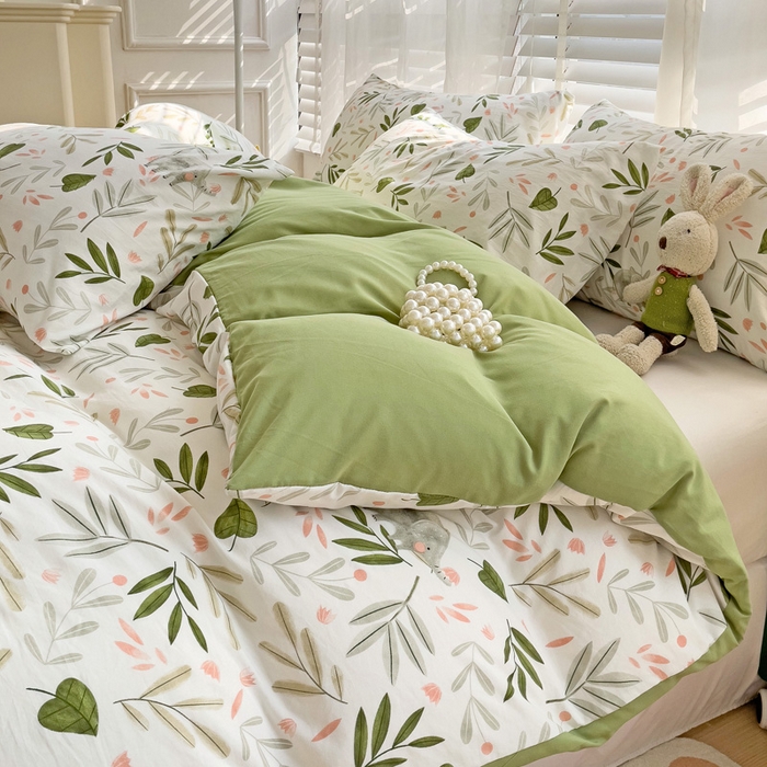 91家纺网 家纺一手货源 找家纺 纽缦家纺 2024水洗双层纱被套 香草薄荷