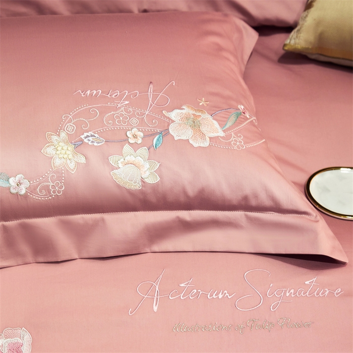 91家纺网 家纺一手货源 找家纺 宏羽纺2024新款高支高密全棉刺绣四件套 伊丽莎白系列 伊丽莎白 豆沙