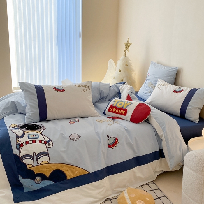 91家纺网 家纺一手货源 找家纺 （总）星野 2024新款加厚40s水洗棉刺绣四件套-星际之旅