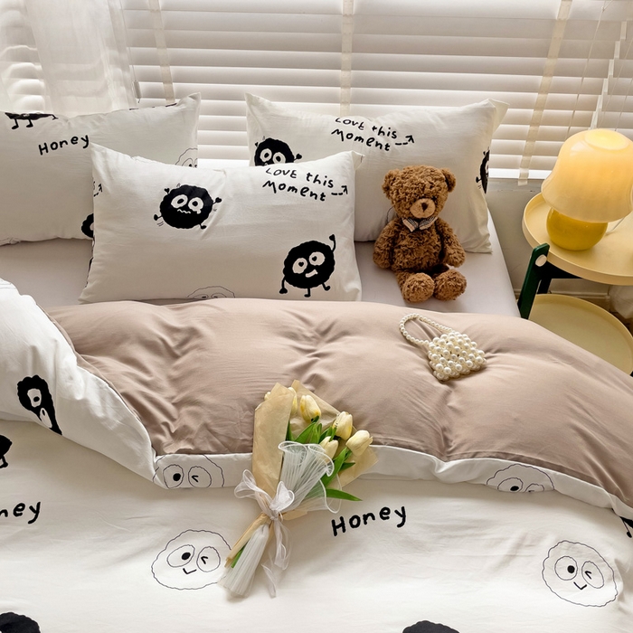 91家纺网 家纺一手货源 找家纺 纽缦家纺 2024水洗双层纱被套 小黑球