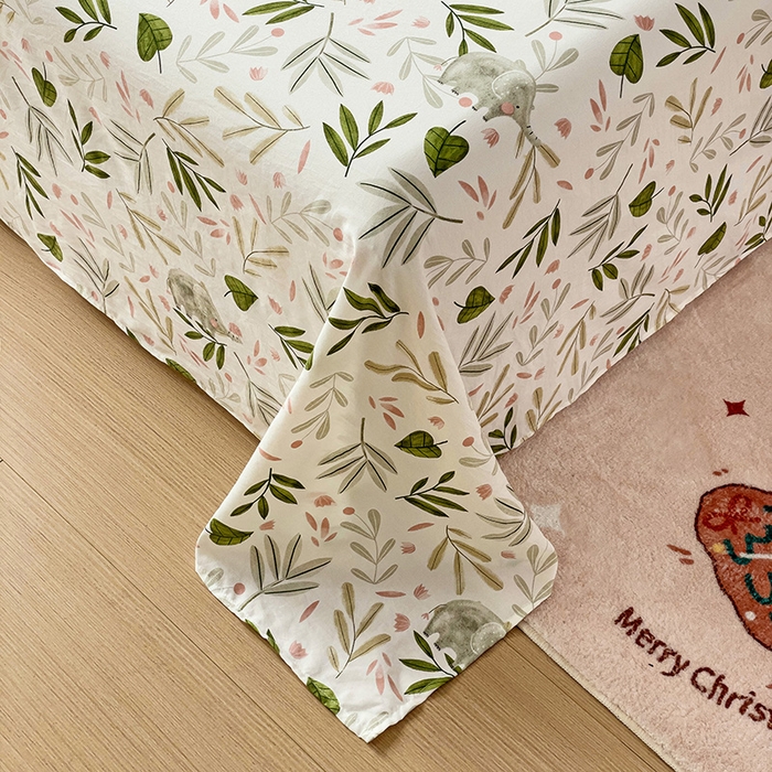 91家纺网 家纺一手货源 找家纺 纽缦家纺 2024水洗双层纱床单 香草薄荷