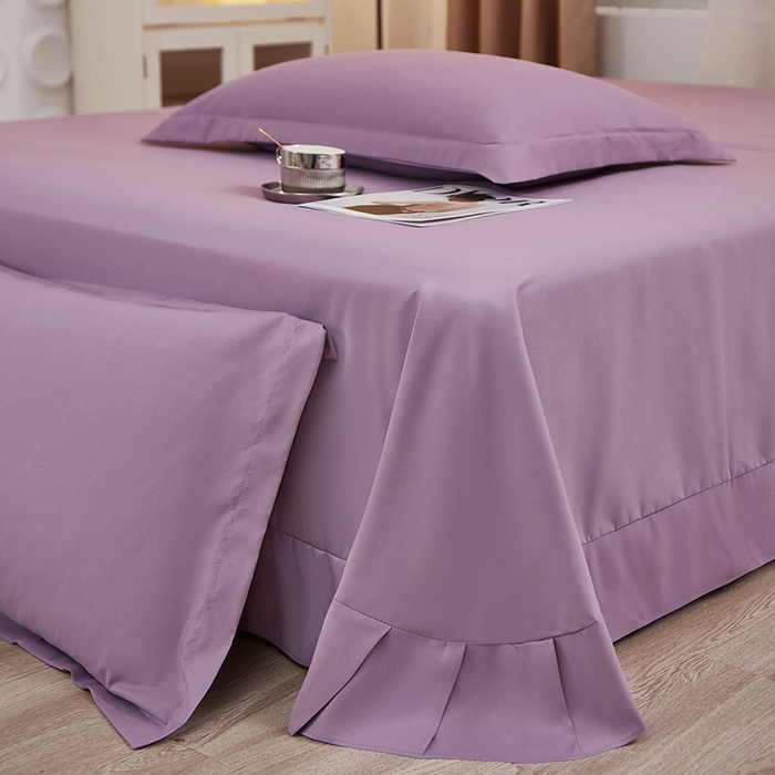 91家纺网 家纺一手货源 找家纺 丝涟家居 2025新款纯色亲肤棉磨毛四件套 优雅紫