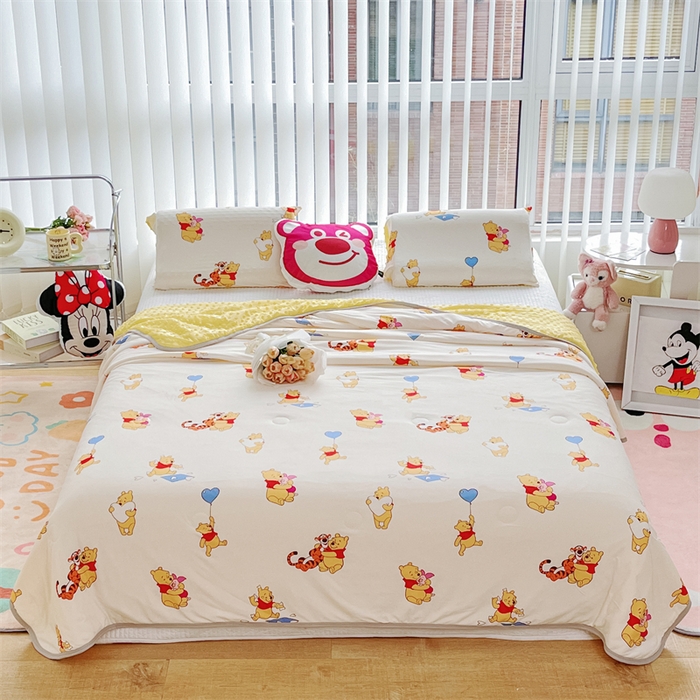 91家纺网 家纺一手货源 找家纺 2024新款A类针织棉凉豆豆夏被夏凉被空调被-迪士尼系列 维尼伙伴