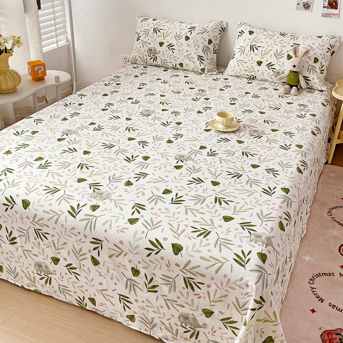 91家纺网 家纺一手货源 找家纺 纽缦家纺 2024水洗双层纱床单 香草薄荷