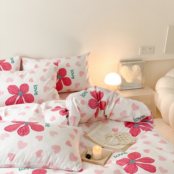 91家纺网 家纺一手货源 找家纺 川悦生活 2024爆款13372全棉卡通小清新四件套三件套 蒂安娜