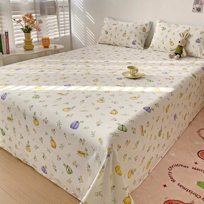 91家纺网 家纺一手货源 找家纺 纽缦家纺 2024水洗双层纱床单 小南瓜