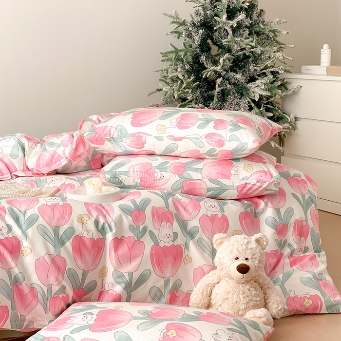 91家纺网 家纺一手货源 找家纺 川悦生活 2024爆款13372全棉卡通小清新四件套三件套 萌萌语