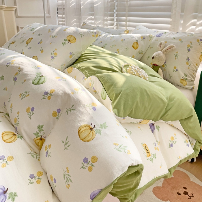 91家纺网 家纺一手货源 找家纺 纽缦家纺 2024水洗双层纱被套 小南瓜