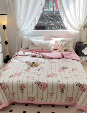 91家纺网 家纺一手货源 找家纺 星巴K家纺 2024新款小清新柔软泡泡棉夏凉被被子空调被夏被 花束