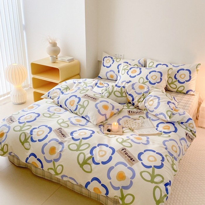 91家纺网 家纺一手货源 找家纺 川悦生活 2024爆款13372全棉卡通小清新四件套三件套 三桑