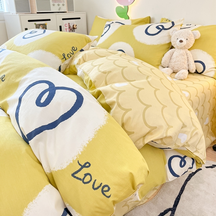 91家纺网 家纺一手货源 找家纺 川悦生活 2024爆款13372全棉卡通小清新四件套三件套 哒哒