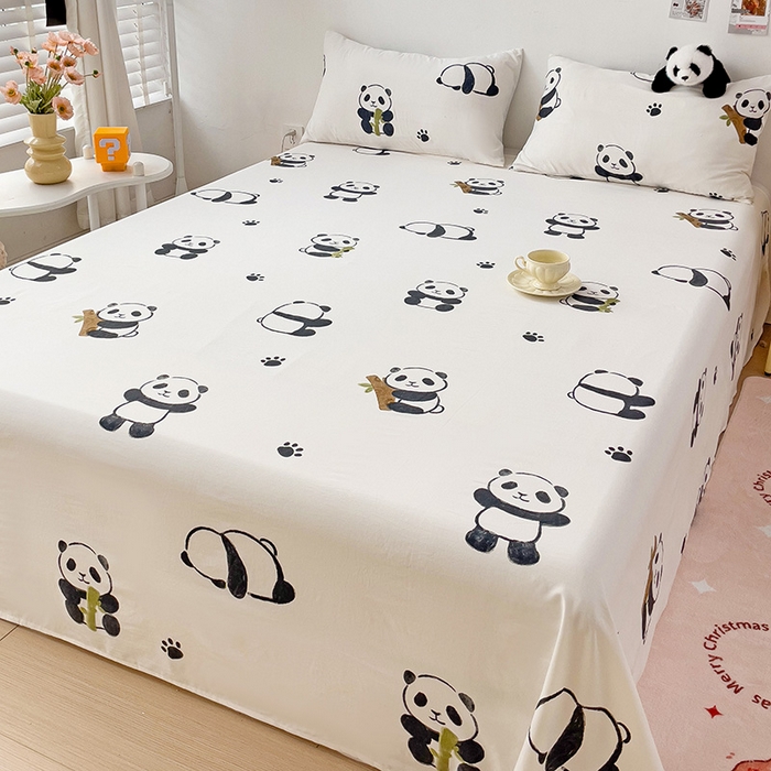 91家纺网 家纺一手货源 找家纺 纽缦家纺 2024水洗双层纱床单 小熊猫